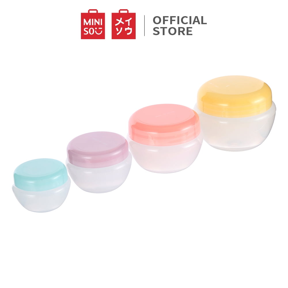 MINISO Travel Jar Kit Set of 4, Portable Plastic Multipurpose Cosmetic