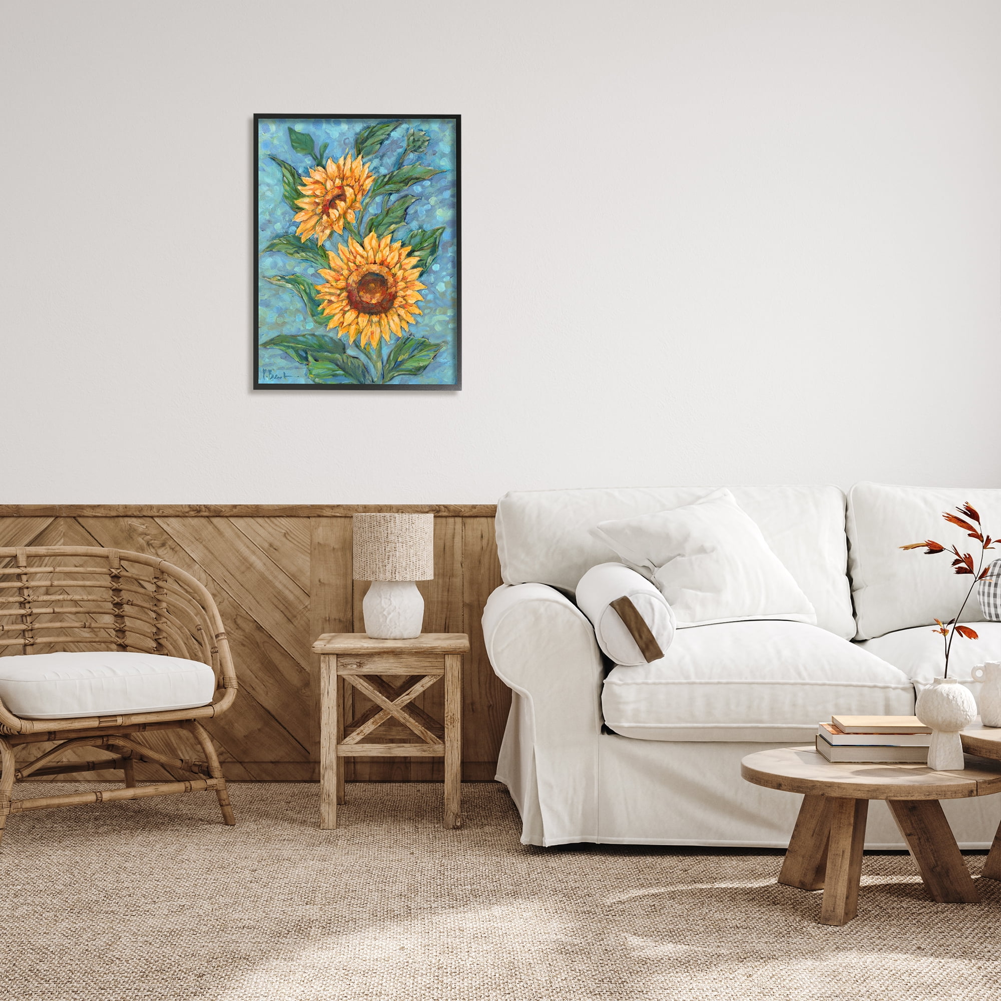 Stupell Industries Modern Brush Stroke Florals Botanical & Floral Painting Black Framed Art Print Wall Art, 24 x 30