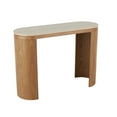 thumbnail image 6 of DecMode 44" x 32" Brown Wood Curved Crescent Console Table with Oval Beige Marble Tabletop, 1-Piece, 6 of 9