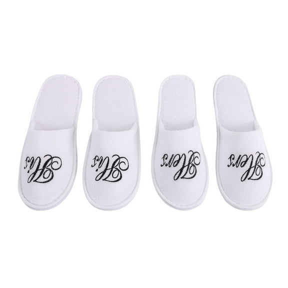 His & Hers Spa Style Bath Slippers | Two Pairs of Matching His and Hers Couple Slippers