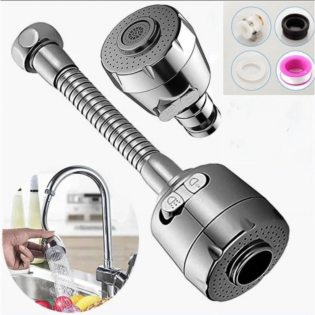 Aireador de grifo giratorio de 360°, aireador de grifo con manguera de extensión, ahorrador de agua universal con adaptador de boquilla, boquilla de aireador de filtro de grifo de fregadero