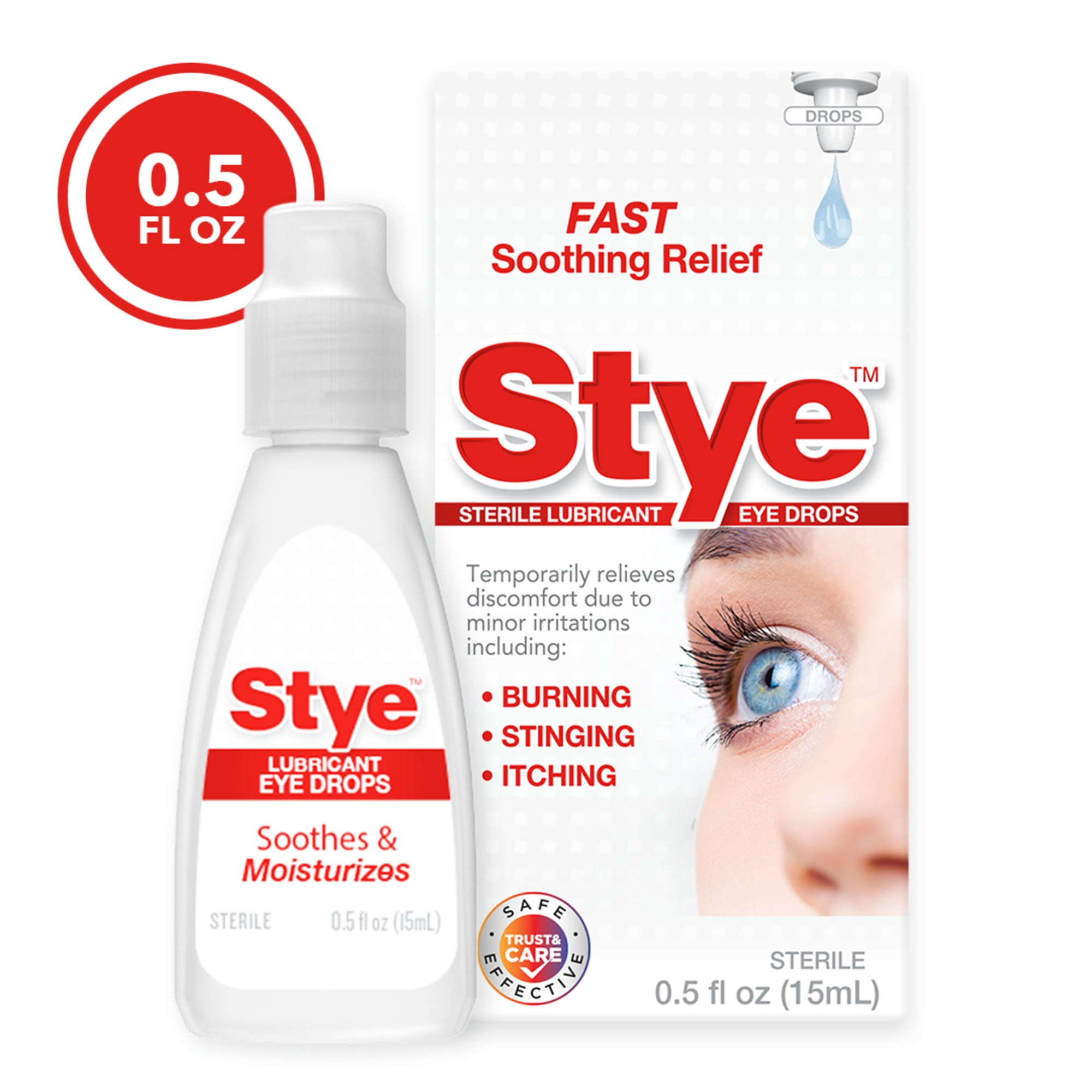 Stye Sterile Lubricant Eye Drops, Fast Soothing Relief, Stye Eye Relief, Daily Use, 0.5 oz