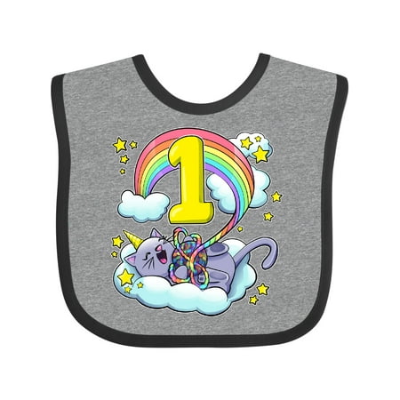 

Inktastic First Birthday Unicorn Cat Rainbow Gift Baby Boy or Baby Girl Bib