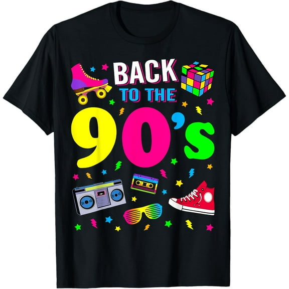 Back To 90's 1990s Vintage Retro Nineties Costume Party Gift T-Shirt men and women can wear, black, white, gifts