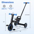 thumbnail image 3 of Gymax Toddler Tricycle w/Push Handle Adjustable Seat Removable Pedal EVA Foam Wheels Navy, 3 of 10