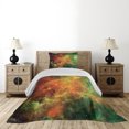 thumbnail image 3 of Ambesonne Nebula Quilted Coverlet 2 Pcs, Cosmos Space Planet, Twin Size, Orange Green, 3 of 5