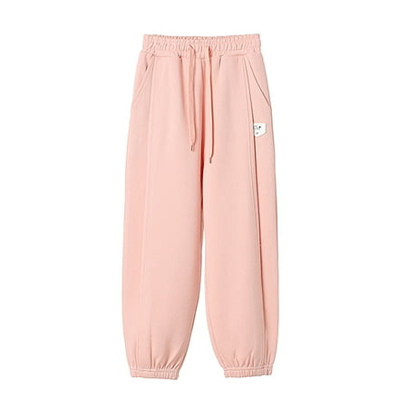 

Jgppe Child Cotton Sport Pants Unisex Winter Fall Warm Fleece Lined High Waist Sweatpants for Boys Girls Gift 4-12years