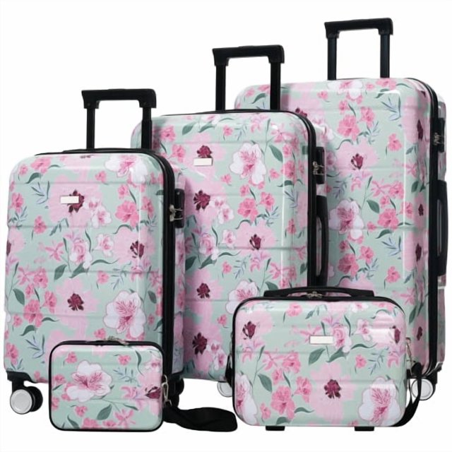 Conjunto de equipaje Nuevo modelo PC 5pcs, Hardside ligero duradero 20" 24" 28" maletas con 8" 14" estuches, maleta con ruedas giratorias de cerradura