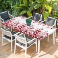 thumbnail image 2 of Pink Red Eucalyptus Leaves Table Cloths for 6 Foot Rectangle Tables, Watercolor Spring Summer Botanical Patio Waterproof Elastic Fitted Tablecloths, Washable Rectangular Table Cover for Camping, 2 of 8