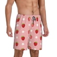 thumbnail image 2 of Balery Strawberries Pantalones cortos de pijama de punto de algodón para hombre con cinturilla y bolsillos-Large, 2 of 6