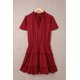 thumbnail image 4 of ABPHQTO Mini vestido con volantes y cuello en V rojo vino para mujer, 4 of 5