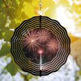 thumbnail image 3 of Metal Hanging Wind Spinners with Concentric Wavy Lines & Firework Design - Vibrant Outdoor Wind Chimes for Yard & Garden Decor, 3 of 6