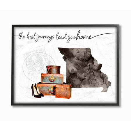 The Stupell Home Decor Collection Missouri State The Best Journeys Lead You Home Fashion Shoes and Luggage Illustration Framed Giclee Texturized (Best Shoes For Framing)