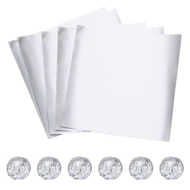 Uxcell 100 Pcs 6 x 6 Pulgadas Envolturas de Caramelo de Papel de Aluminio Cuadradas, Tono Plateado