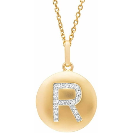 Diamond Accent Yellow Gold-Plated Sterling Silver Round Initial R Disc Pendant