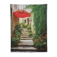 thumbnail image 5 of ONETECH  Mediterranean Tapestry, Narrow Street with Flowers Rural Wine Town in Southern France Provinces Photo, Wall Hanging for Bedroom Living Room Dorm Decor Grey Green, 5 of 7