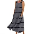 thumbnail image 2 of Ayolanni Beach Dresses for Women Gray Striped Sleeveless Maxi Dresses Dresses for Young Adult Girls XL, 2 of 5
