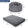 thumbnail image 3 of Convertible corduroy bean bag chair cama-washable cover floor sofa para adults-giant bean bag in light gris, 3 of 7