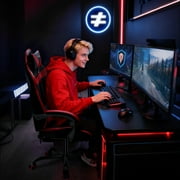 Gaming Chair, Seenda Video Game Chair with Footrest and Lumbar Support, Ergonomic Computer Chair Height Adjustable with Swivel Seat and Headrest, Red