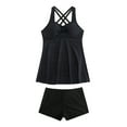 thumbnail image 2 of Bathing Suit for Women Two Piece Tankini Swimsuits Sleeveless Tank Tops with Shorts Athletic Swimwear Black M, 2 of 4