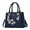 Dark Blue, variant on Women Elegant Vegan Leather Hand Bags Emborided Thread Sowing Floral Pattern Shoulder Bag Ladies Solid Handbag