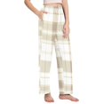 thumbnail image 2 of Dailycode Women's Pajama Pants Wide Leg Lounge Pj Bottoms With Pockets Beige and White Scottish Tartan, 2 of 7