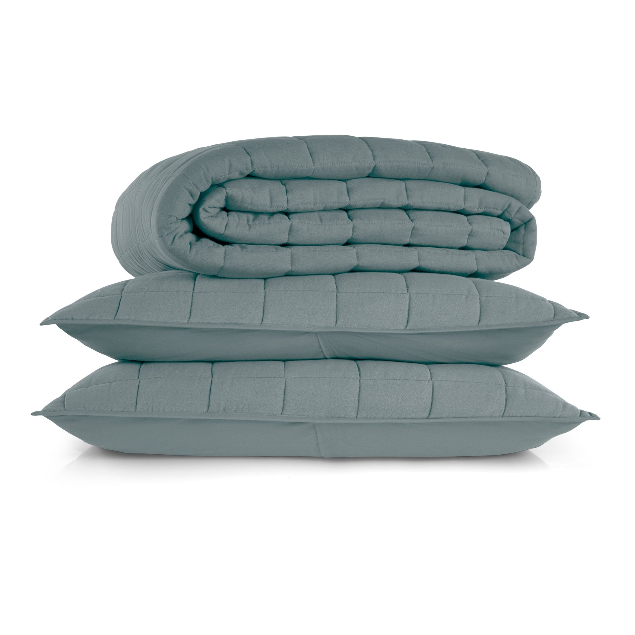 Allswell Organic Cotton 3-Piece Quilt Set, Slate Blue, King/California King