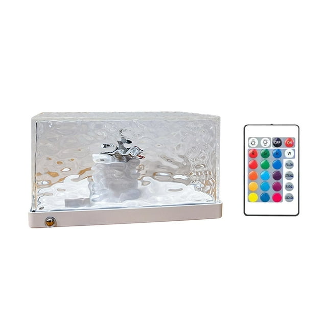 Lámpara de noche de cristal con luces giratorias de ondas de agua, ideal como regalo navideño o para crear un efecto de atardecer. 16 colores