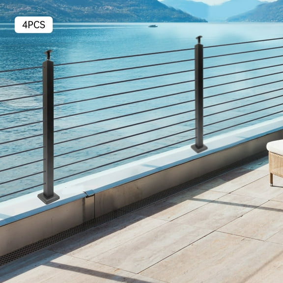 Heavy-Duty Cable Railing Post, 220lbs Load 304 Stainless Steel, with Enlarged Base for Stability, Ideal for Decks and Stairs