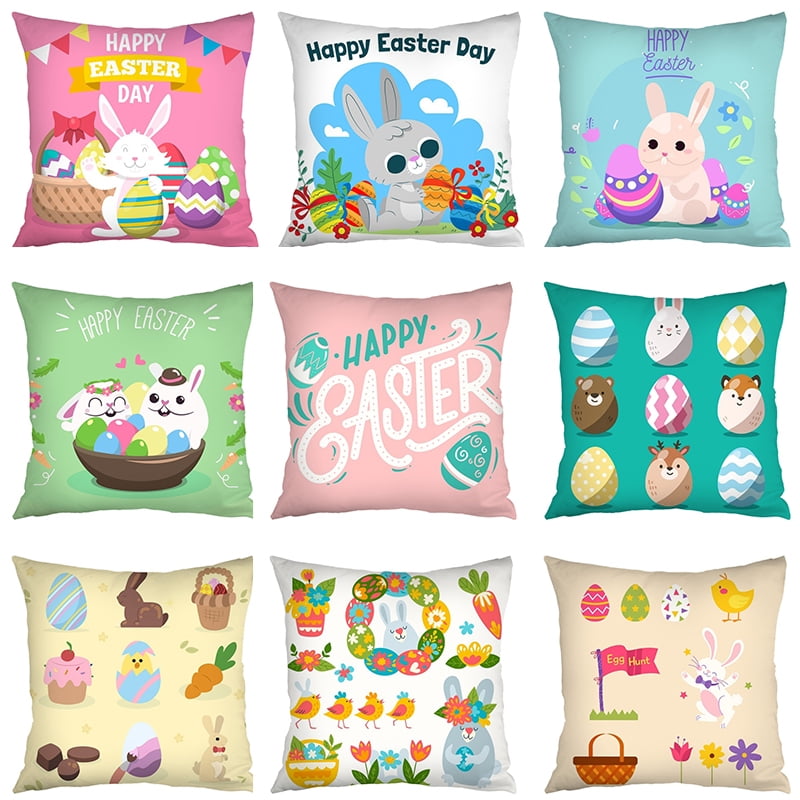 18" Easter Cotton Linen Home Decorative Pillow Case Cushion Cover 