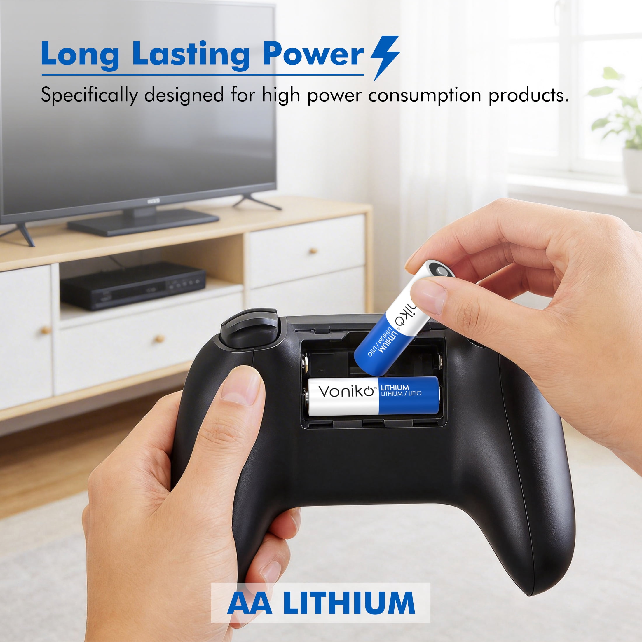 Voniko Lithium AA Batteries 10 Pack, 1.5V 3000mAh Non-Rechargeable Double A Battery for Blink Camera, Toys, Alarm System