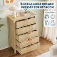thumbnail image 4 of Fluted 5 Drawer Dresser for Bedroom, 45 Inch Tall Narrow Nightstand, Modern Chest of Drawers, Wooden Storage Organizer for Small Spaces, Living Room, Closet, Entryway, 4 of 8