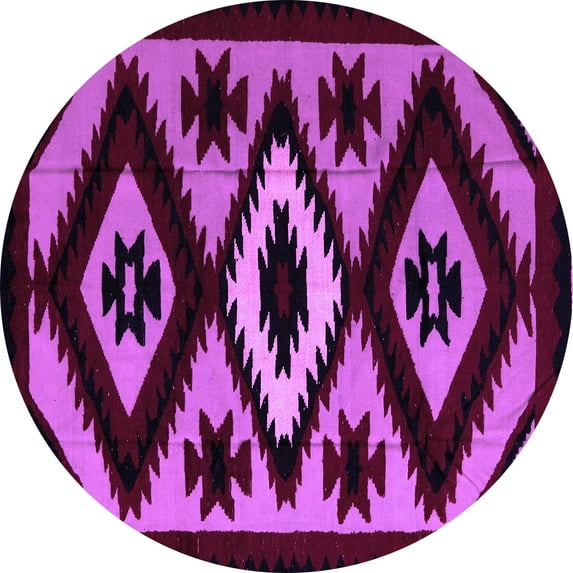 Ahgly Company Indoor Round Abstract Purple Modern Area Rugs, 3' Round