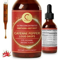 Cayenne Pepper Liquid Drops Supplement, w/Hawthorn Berry, Turmeric,Ginseng,Support Cardiovascular Health &Natural Detox,2FL oz