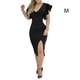 thumbnail image 4 of Minnieouse Vestido dividido de manga corta con cuello en V Swing Sundress Club Party Banquet Fecha Esposa Novia Ropa de moda de verano Vestidos Negro METRO Minnieouse AP010964-10, 4 of 6