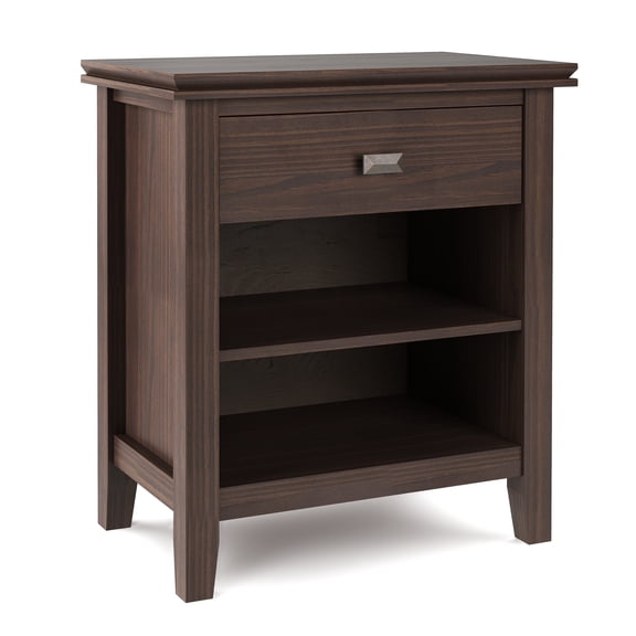 Simpli Home Artisan Wood 24" Nightstand Table in Warm Walnut Brown