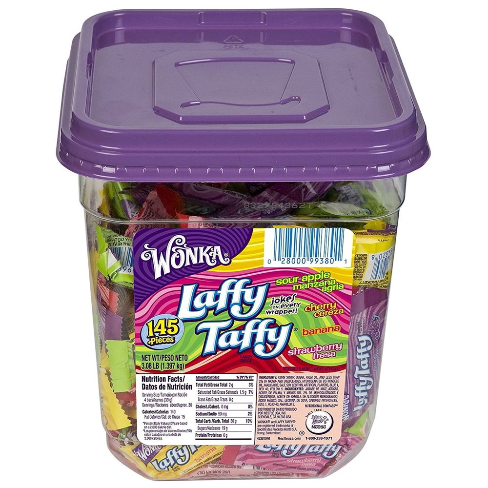 Nestlé 48749 Wonka Assorted Flavor Laffy Taffy, 3.08lb, 145 Wrapped