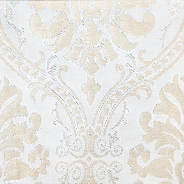 Classic Floral Damask Velvet Ivory Fabric