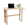 thumbnail image 6 of Wood Folding Desk Foldable Computer Desk Mid Century Modern Standing Desks Portable Writing Table for Home Office Bedroom Study Room Small Spaces, Wood Color, 6 of 11