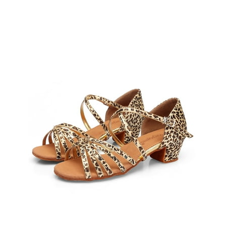 

Rotosw Girl Comfortable Open Toe Heels Sandal Ballroom Lightweight Ankle Strap Sandals Dancing Comfy Buckle Latin Shoes