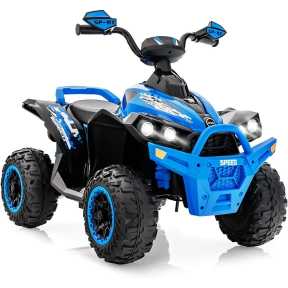 OLAKIDS VTT à Chevaucher, Voiture Jouet 4 Roues 12 V à Pile pour Tout-Petits, Quad Électrique Motorisé Arrière pour Garçons et Filles avec Lumières DEL, Musique, Klaxon, Vitesse Haute et Basse, Démarrage en Douceur