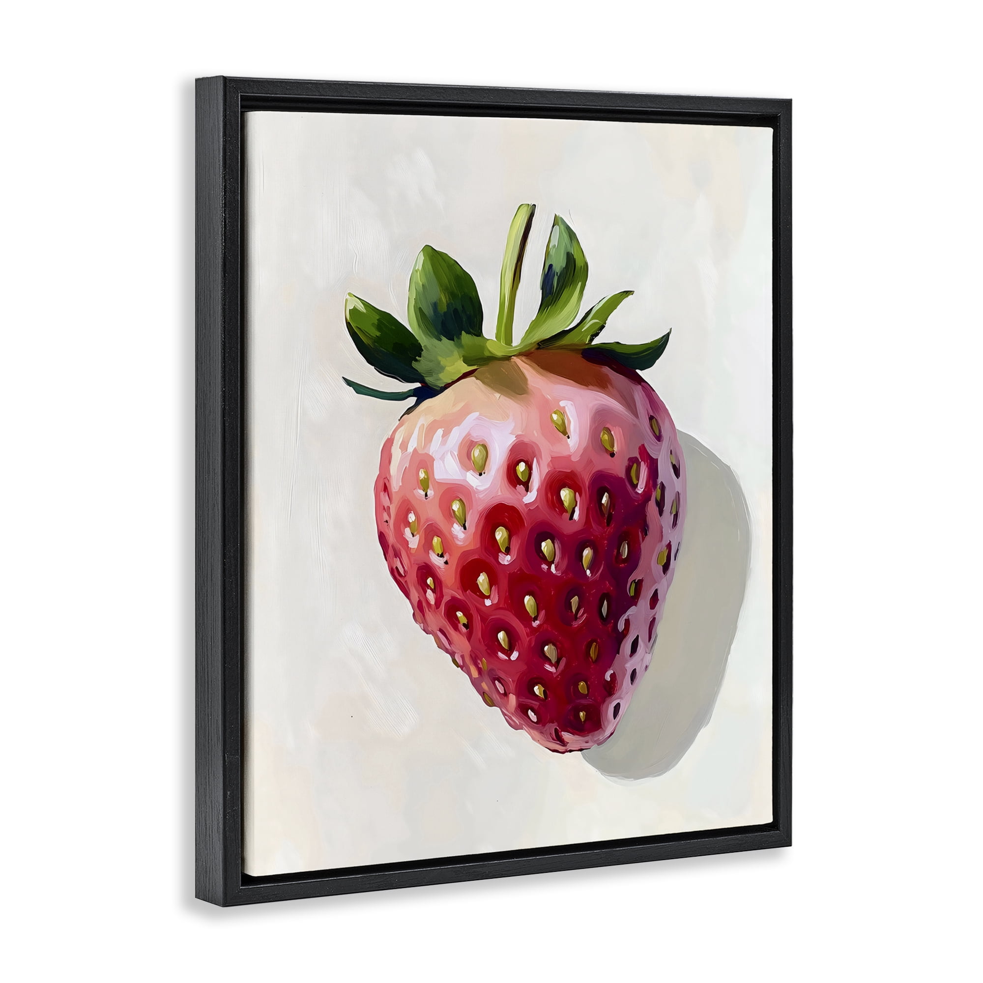 Stupell Industries Juicy Shine Strawberry Black Framed Floater Canvas Wall Art, design by The Prints Vibe