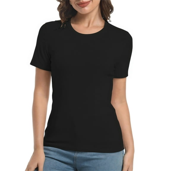 Women's Ribbed Fitted Crew Neck T-Shirt - Summer Short Sleeve Tee