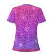 thumbnail image 5 of Wukai Purple Glitter Casual V-Neck Graphic Tees for Women: Lightweight and Breathable Summer Tops with Stylish Design-Large, 5 of 8