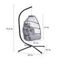 thumbnail image 5 of Egg Chair, Swing Chair with Stand, Outdoor PE Wicker Hanging Chair with Cushion, Heavy Duty Lounge Basket Chair, 330 lbs Capacity, Relaxing Chair for Patio, Balcony, Backyard, Gray, D7555, 5 of 10