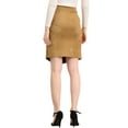 thumbnail image 3 of Allegra K Women's A-Line Front Slit Knee Length Wrap Faux Suede Skirt, 3 of 6