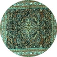 thumbnail image 1 of Ahgly Company Indoor Round Persian Turquoise Blue Traditional Area Rugs, 8' Round, 1 of 4