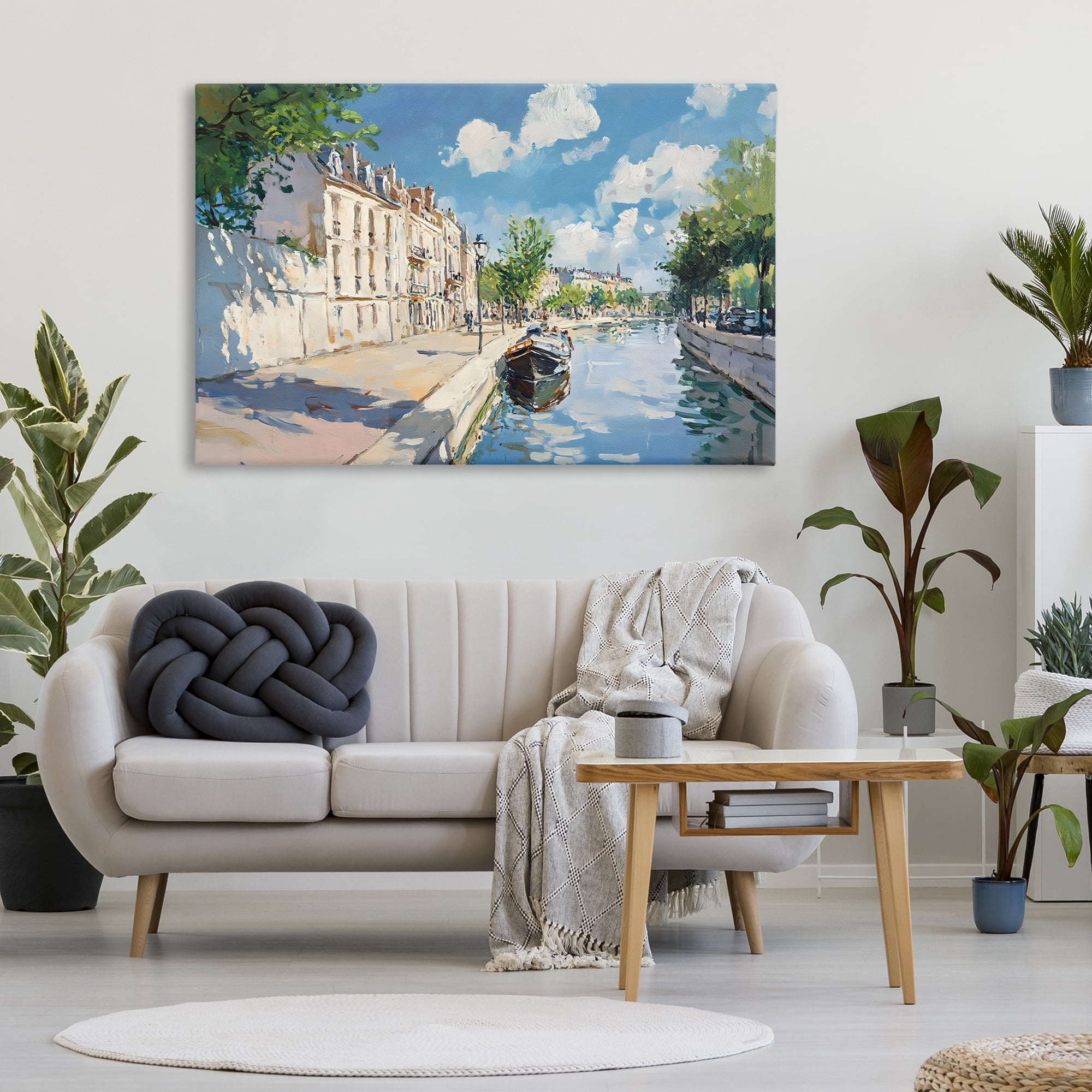 Stupell Industries Boat in Canal Summer Reflection Canvas Wall Art, design by Creative Studio