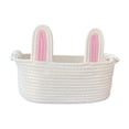 thumbnail image 3 of Voxware Easter Basket Bunny Bag Rabbit Ears Tote Candy Gift Portable Storage Handmade Cloth Rope Reusable Suitable for Children Gift Giving Easter Parties Hom pink and white, 3 of 8