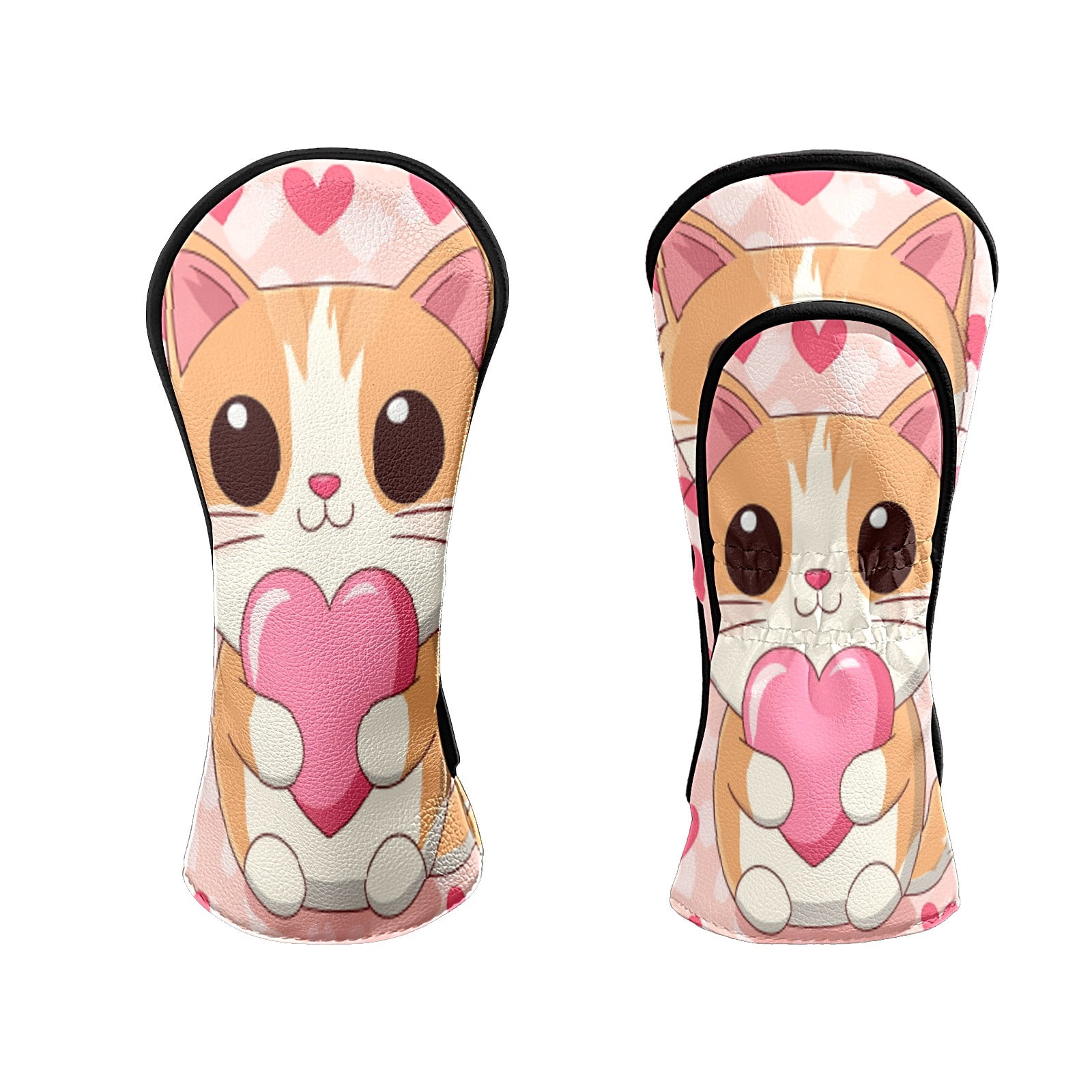 Golf Club Head Covers SweetCat_Heart Premium Plush Velvet Lining, Waterproof Golf Headcovers Driver & Fairway Woods for Scratch Protection Novelty Gift for Men & Women
